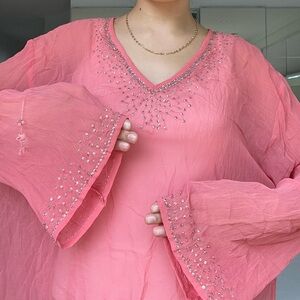 Jane Ashley Pink and Orange Bell Sleeve Tunic